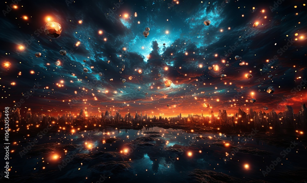 Bright Lights Illuminate Night Sky Bright Lights Illuminate Night Sky