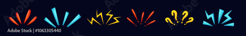 Emotional elements in cartoon style. Colorful emotional symbols with exclamation and question marks.