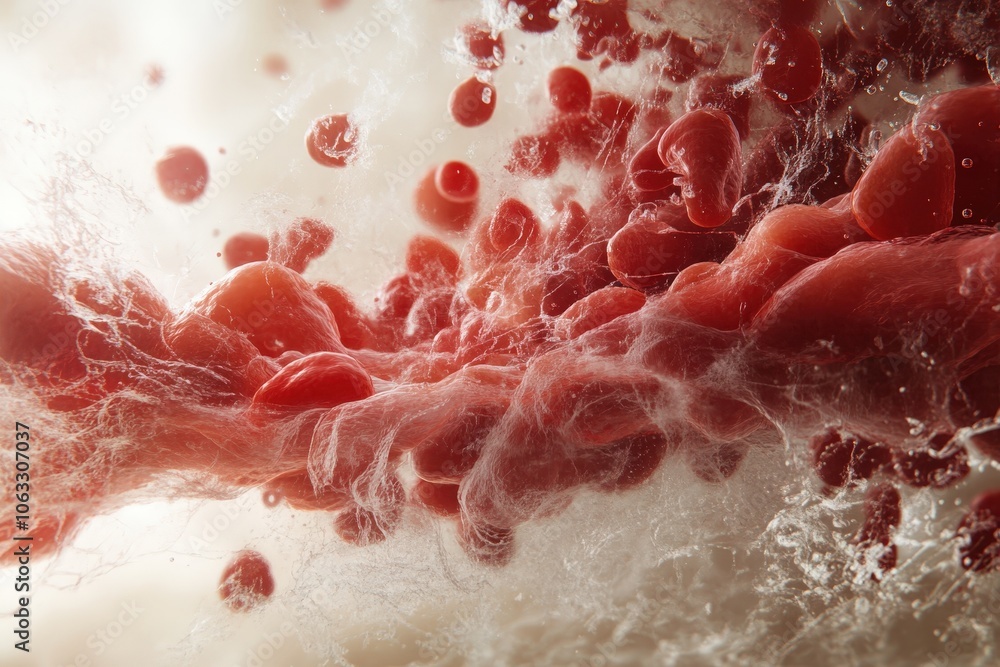 Fototapeta premium Artistic Representation of Hemoglobin in Flowing Motion