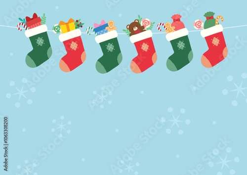 クリスマスプレゼントの入った靴下の背景素材13