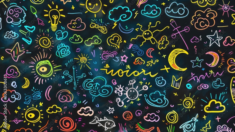 Bright and whimsical emoji-themed starscape background. Perfect for modern graphic design projects. Bright and whimsical emoji-themed starscape background. Perfect for modern graphic design projects.