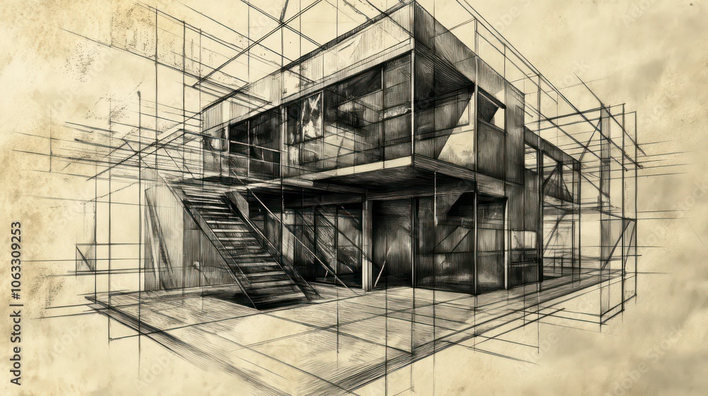 Fototapeta premium architecture technical drawing concept design