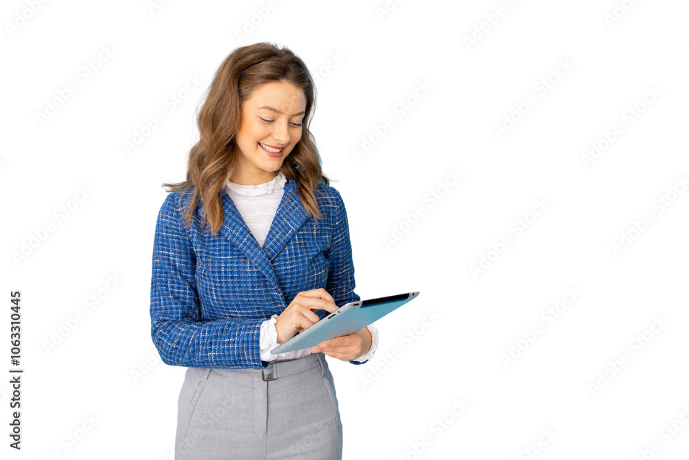 Empowered young female entrepreneur using technology for success Empowered young female entrepreneur using technology for success