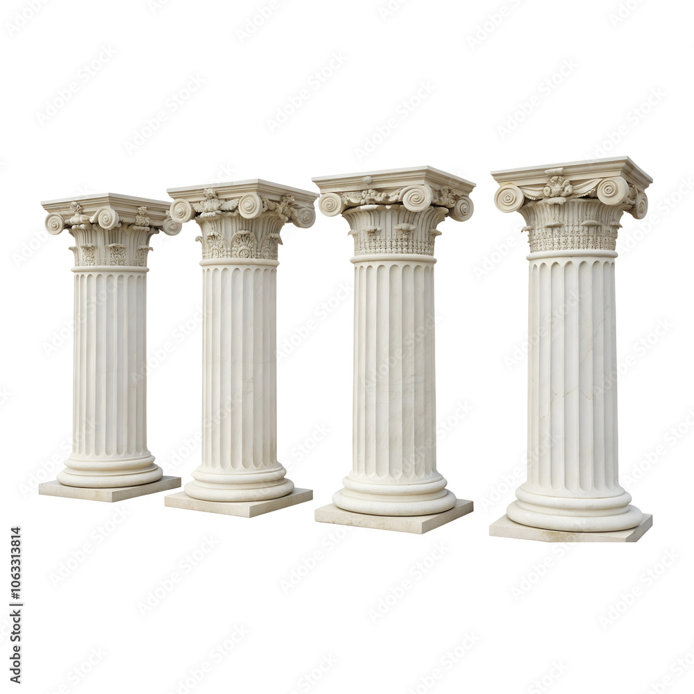 Classical White Marble Columns Set on transparent background cutout, PNG file, Cutout file Classical White Marble Columns Set on transparent background cutout, PNG file, Cutout file