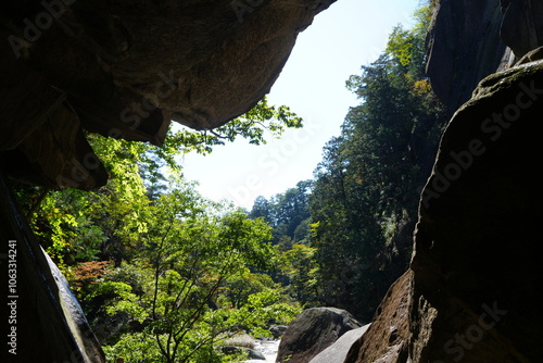 Autumn Landscape of Shosenkyo Gorge in Yamanashi, Japan - 日本 山梨県 昇仙峡 秋の景色 石門 photo