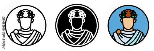 Emperor icon is the supreme ruler of the Roman Empire depicted with regal attire a crown and the symbol of absolute power.