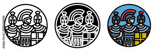 Legionary icon is a well-trained soldier of the Roman legion equipped with shield armor and weapons such as a pilum and gladius.