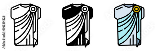 Toga icon is a draped garment worn by Roman citizens symbolizing status respectability and social class in public and formal occasions.