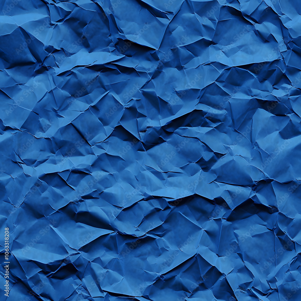 Fototapeta premium Seamless Deep Blue Crumpled Paper Texture - Wrinkled and Textured Background for Artistic Projects