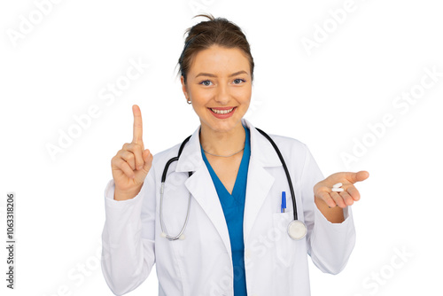 Female healthcare professional recommending nutritional supplements