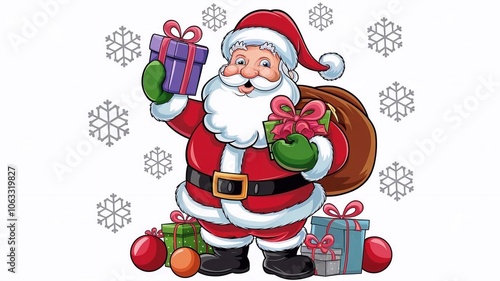 Cartoon Santa Claus isolated on white background