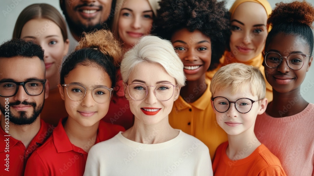 A diverse group of people from different ages and ethnicities standing together smiling and connected in a deep depth of field portrait This image represents unity community A diverse group of people from different ages and ethnicities standing together smiling and connected in a deep depth of field portrait This image represents unity community