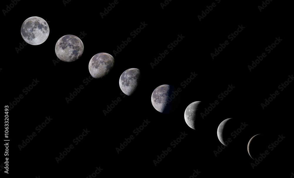 Fototapeta premium The October 16 to 29, 2024 moon phases over Ottawa, Canada