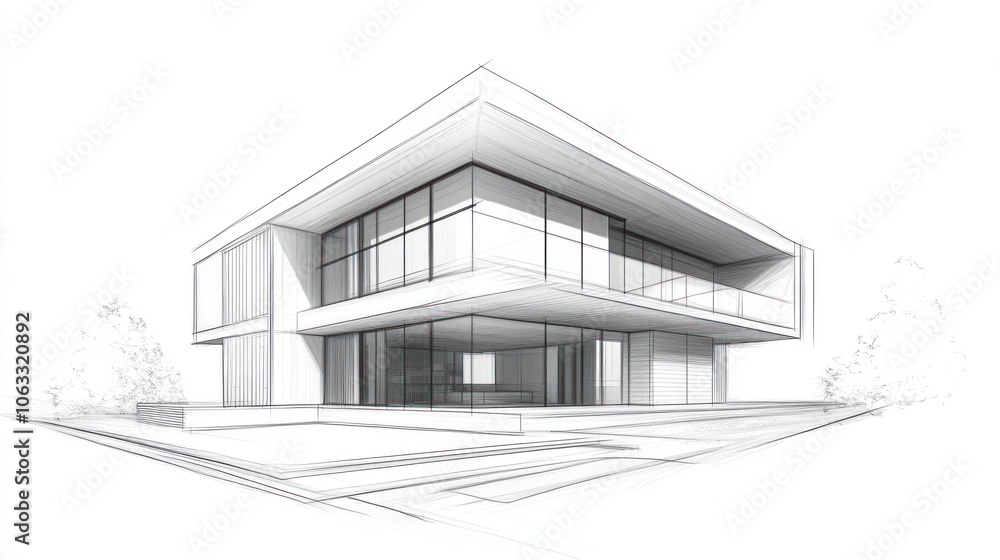 Architectural Sketch of Modern House Architectural Sketch of Modern House