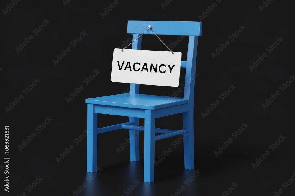 Chair with a sign with the word vacancy written on it, business concept. Chair with a sign with the word vacancy written on it, business concept.