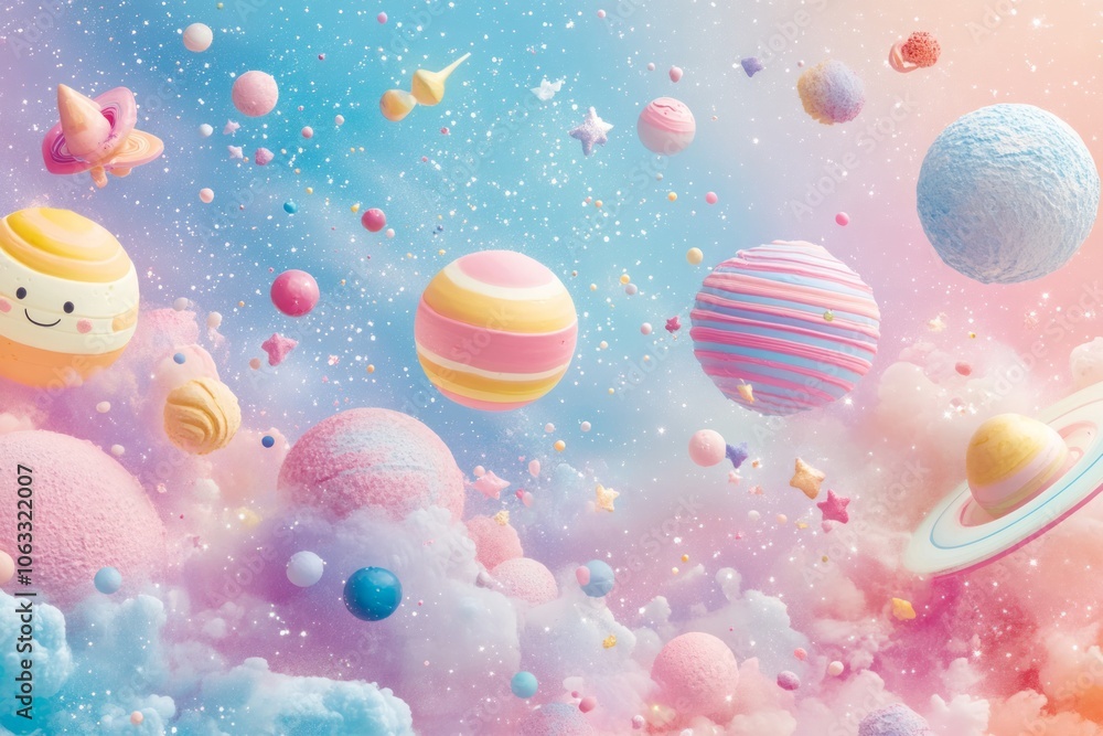 3d Pastel-colored illustration of outer space 3d Pastel-colored illustration of outer space