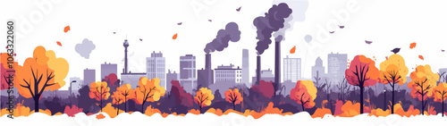 Flat illustration on the topic of air pollution. Environmental pollution.