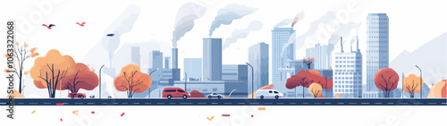 Flat illustration on the topic of air pollution. Environmental pollution.