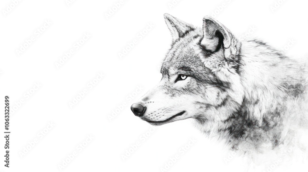 Wolf Portrait in Pen and Ink Wolf Portrait in Pen and Ink