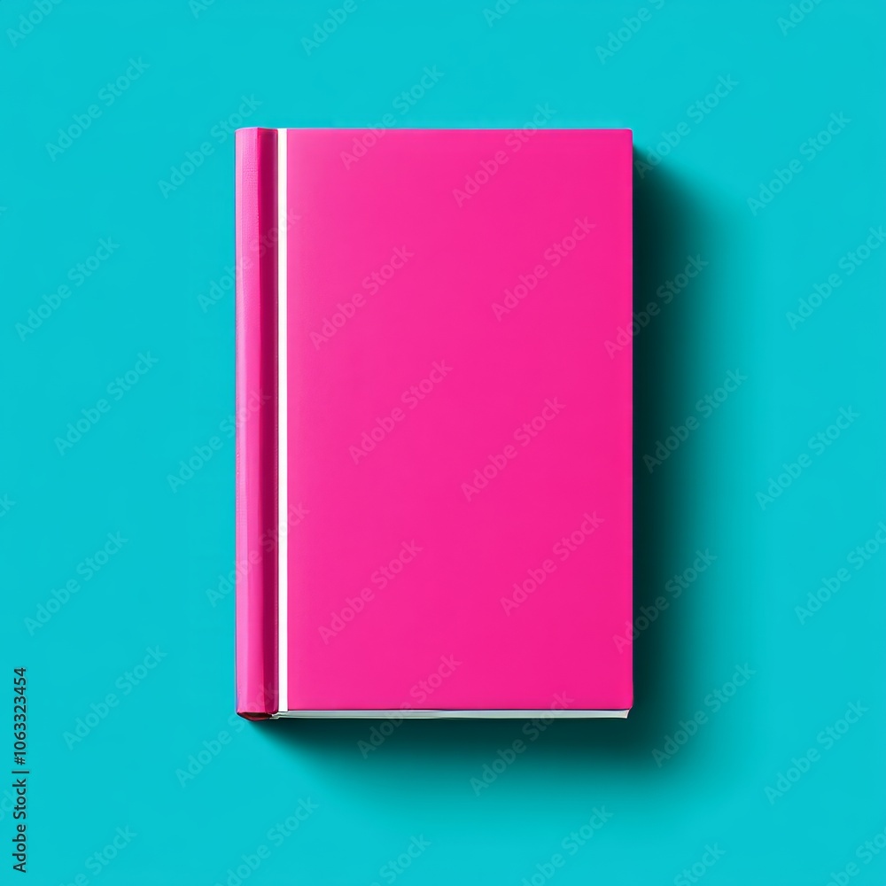 A vibrant pink book against a turquoise background. A vibrant pink book against a turquoise background.