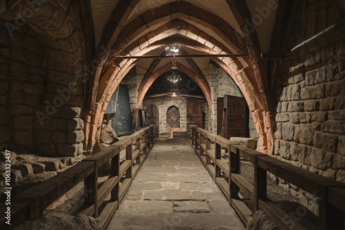 Ancient medieval castle dungeon, fantasy and fiction concept