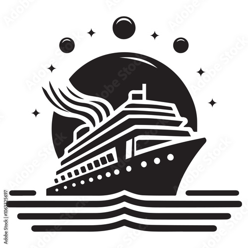 Cruise Ship Icon vector  Silhouette Illustration