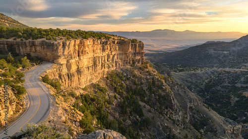 Majestic Road Curving Along Rugged Mountain Cliffs