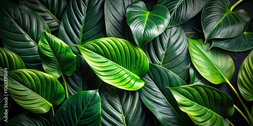 Wallpaper Mural A vibrant tapestry of lush green leaves, showcasing intricate veins and textures, capturing the essence of nature's artistry. Torontodigital.ca