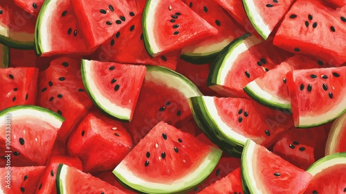 Tasty sliced fresh ripe watermelon fruit