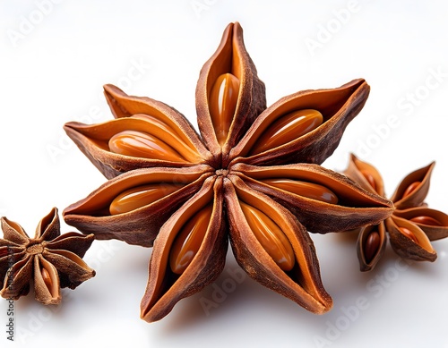 Detailed shot of star anise pods with rich textures