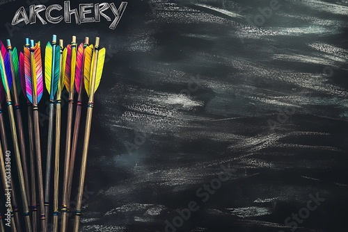 Outdoor archery target with arrows, perfect backdrop for competitive sports designs