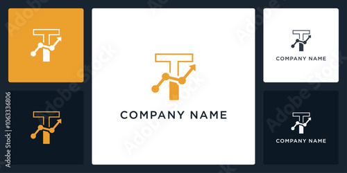 Abstract letter T financial logo and icon editable vector 