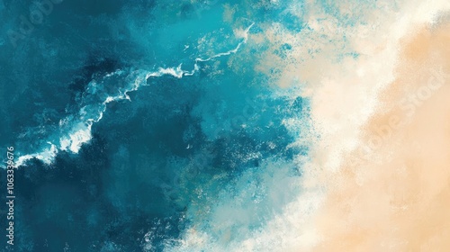 Abstract art painting of an ocean coast, creating a vibrant and trendy background image perfect for various creative projects, with ample copy space for added text.