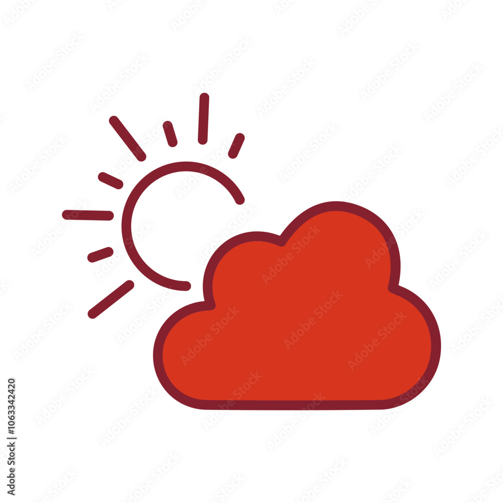 Sun Behind Small Cloud Vector Icon Sun Behind Small Cloud Vector Icon