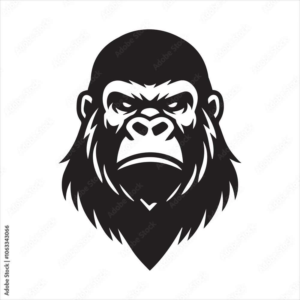 Fototapeta premium Gorilla Head Silhouette Clipart Design - Gorilla Face Vector illustration 