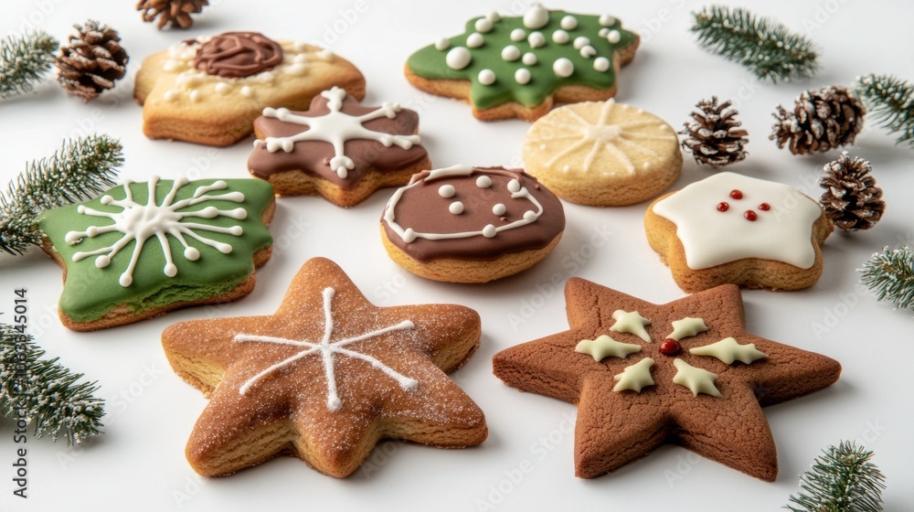 Beautiful cookies assorted close-up. background horizontal top view, lay flat against white. Beautiful cookies assorted close-up. background horizontal top view, lay flat against white.