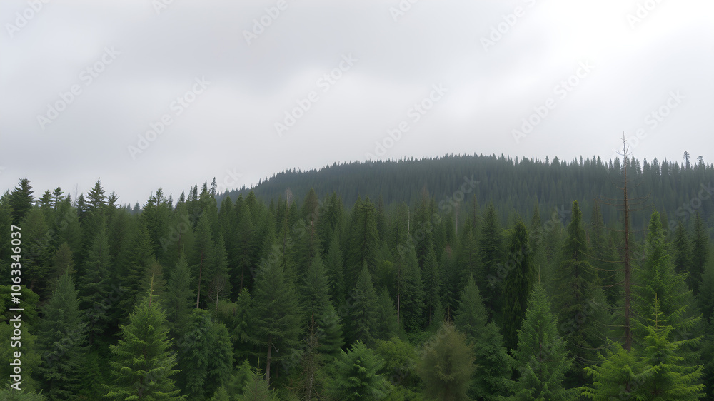 A forest with a cloudy sky in the background A forest with a cloudy sky in the background