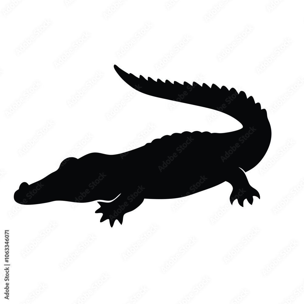 Naklejka premium a black silhouette of a crocodile