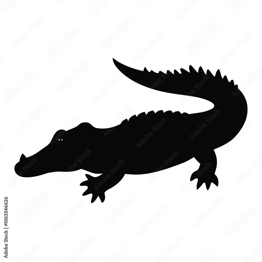 Naklejka premium a black silhouette of a crocodile