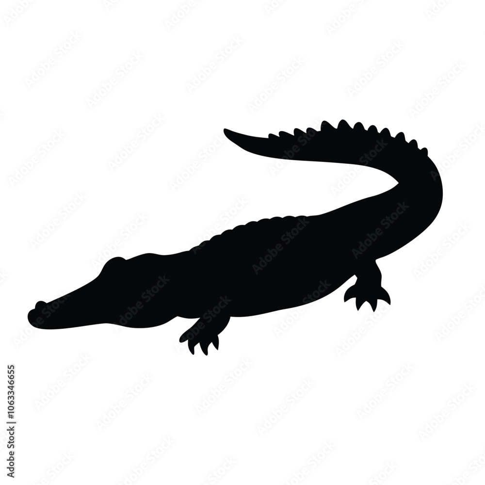 Naklejka premium a black silhouette of a crocodile