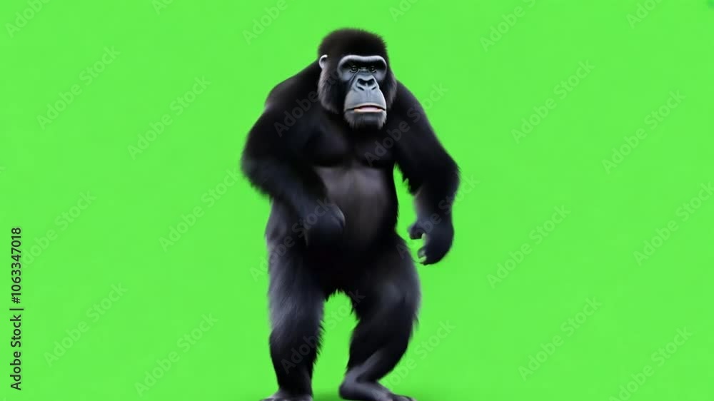 Green Screen Gorilla dancing. generative ai Green Screen Gorilla dancing. generative ai