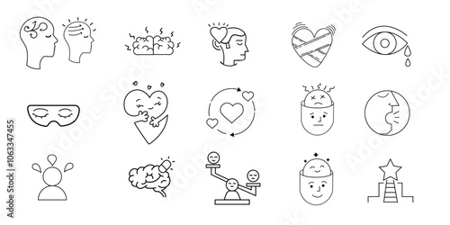 Drawing For Mental Health,Hand Drawn Expressive Set,Phases of mental condition,Healing mental wounds scribble set.