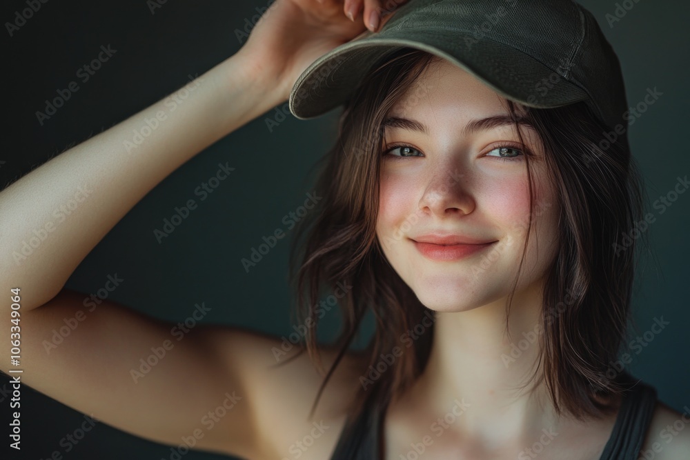 A woman wearing a hat, great for editorial or lifestyle images A woman wearing a hat, great for editorial or lifestyle images