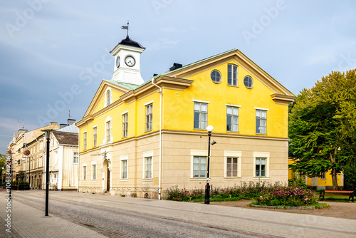 Along the street in Kristinehamn on a beautiful autumn day, Sweden