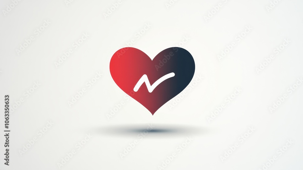 A stylized heart icon featuring a checkmark inside, with a gradient of red and black colors against a light background A stylized heart icon featuring a checkmark inside, with a gradient of red and black colors against a light background