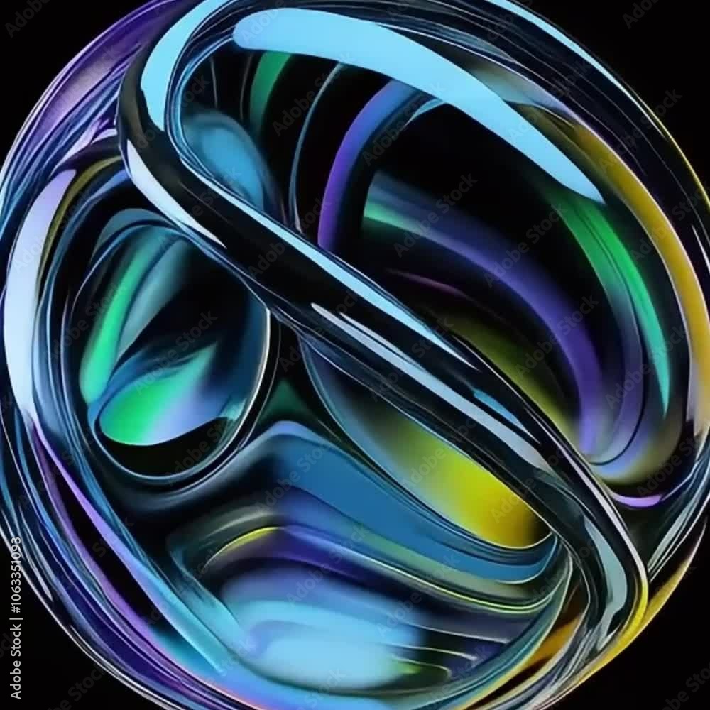 Abstract round purple sphere liquid iridescent futuristic swirling, abstract background morphing. Video 4k, motion design