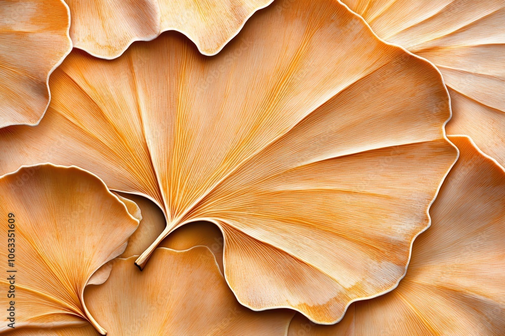 A close-up of delicate ginkgo leaves in warm tones, showcasing intricate patterns and textures for nature lovers. A close-up of delicate ginkgo leaves in warm tones, showcasing intricate patterns and textures for nature lovers.