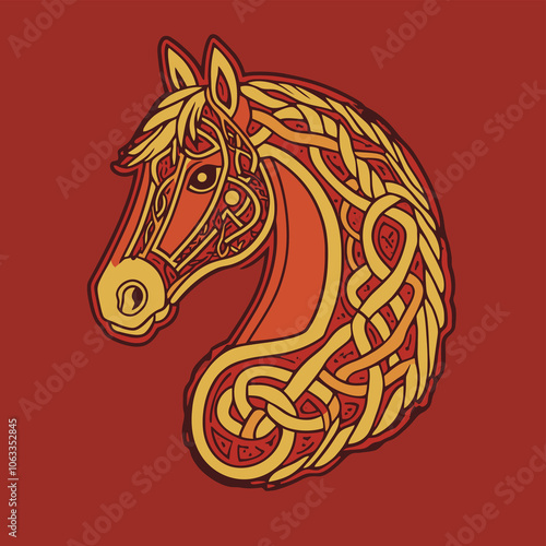 Cute Celtic Horse Symbol with Detailed Interwoven Design