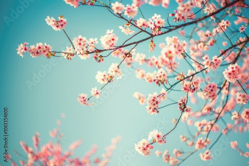 A detailed shot of a tree branch featuring bright pink flowers, ideal for use in garden or nature-themed designs