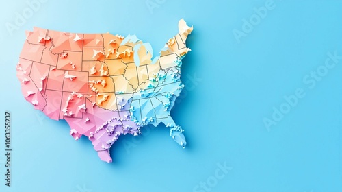 Colorful Silhouette of the United States for Graphic Design